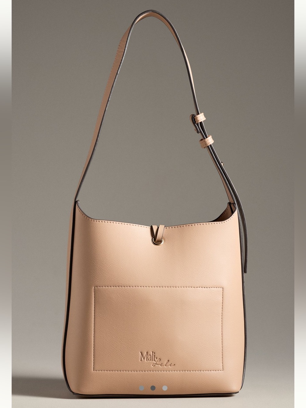 Mali + Lili Chloe Mini Shoulder Bucket Bag New Light Brown Beige Camel